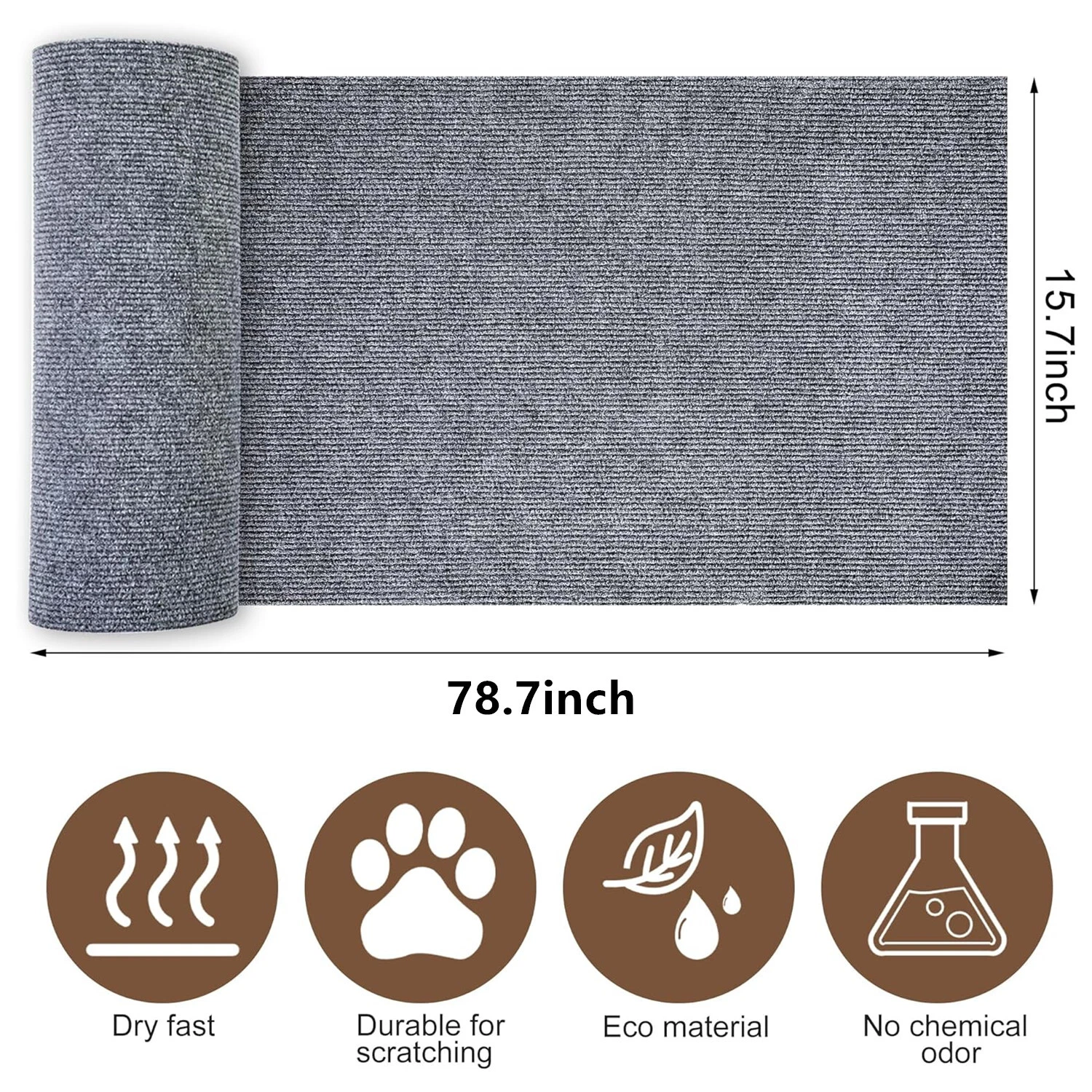 78.7x15.8 Inch Self Adhesive Cat Scratch Pad Trimmable Furniture Dark GreyView Sold History - Image 4