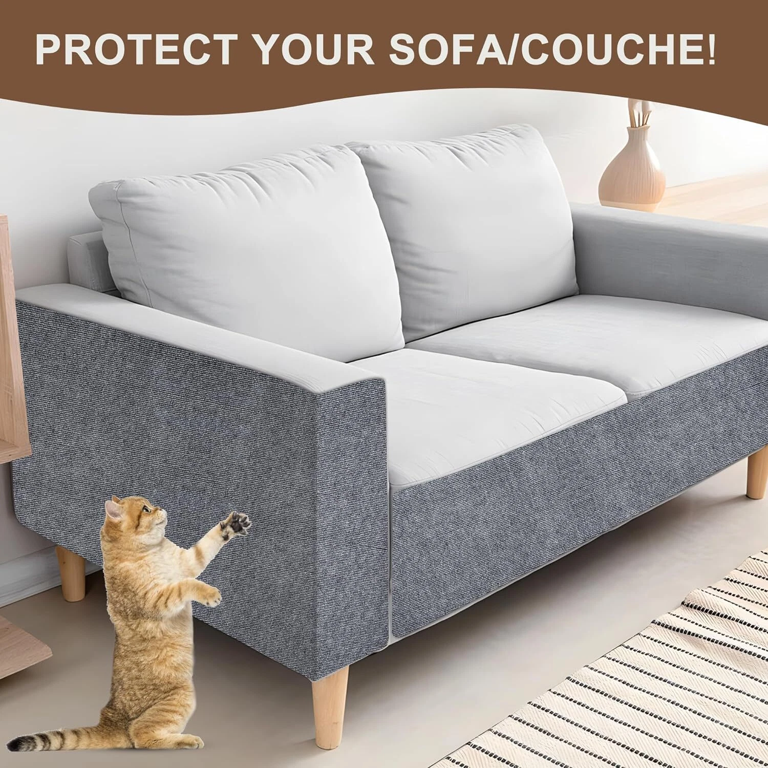 78.7x15.8 Inch Self Adhesive Cat Scratch Pad Trimmable Furniture Dark GreyView Sold History - Image 3