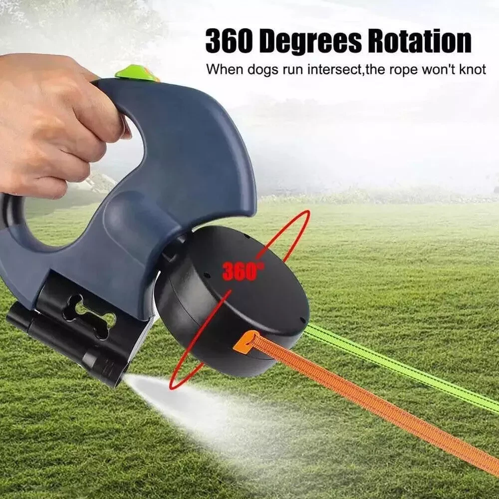 Double Dog Walking Leash – Retractable Dual Pet Lead with 360° Rotation - Image 7