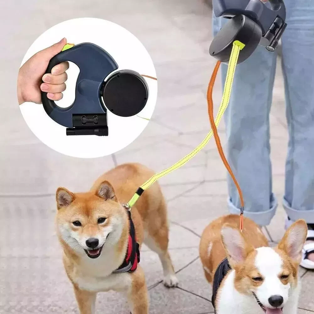 Double Dog Walking Leash – Retractable Dual Pet Lead with 360° Rotation - Image 6