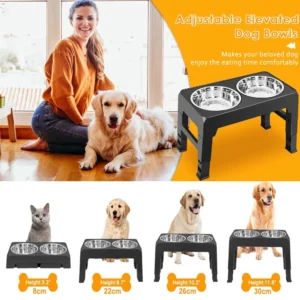Elevated Pet Bowl Stand – Double Stainless Steel Food & Water Bowls
