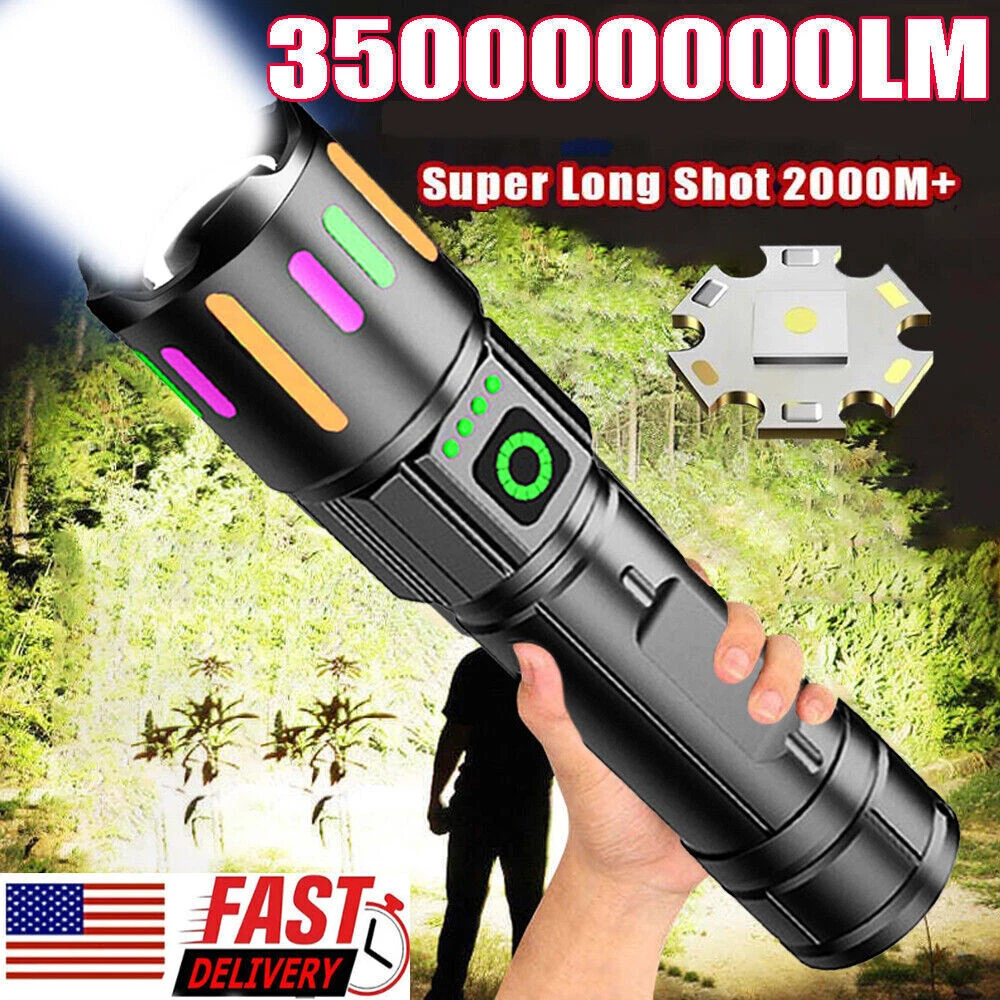 Rechargeable Super Bright LED Tactical Flashlight with COB Work Light – High-Power Zoomable Torch