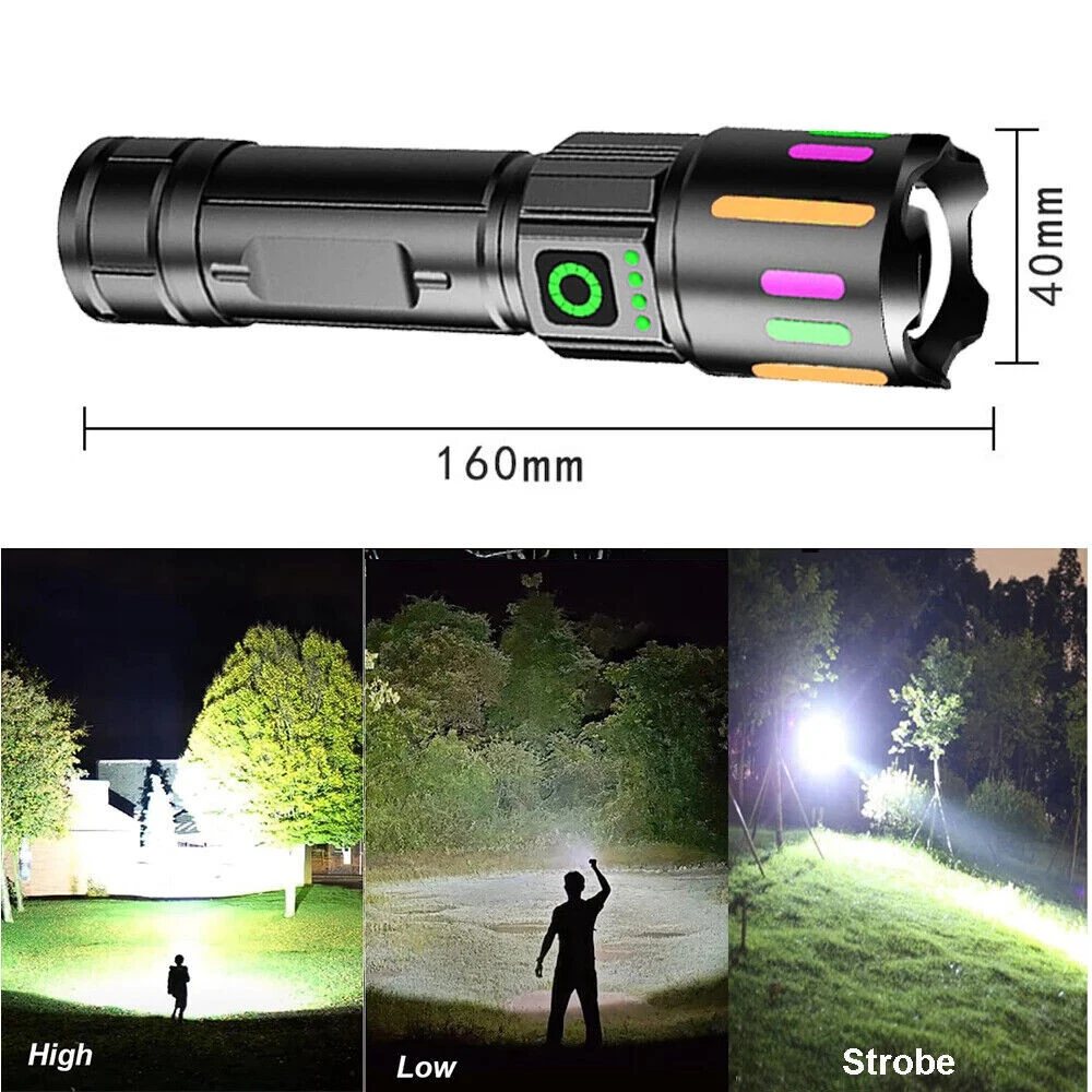 Rechargeable Super Bright LED Tactical Flashlight with COB Work Light – High-Power Zoomable Torch - Image 5