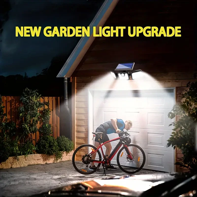 2-Pack Solar Motion Sensor Security Lights – 3-Head Waterproof Outdoor LED Flood Lights, Adjustable Solar Wall Lamps - Image 2