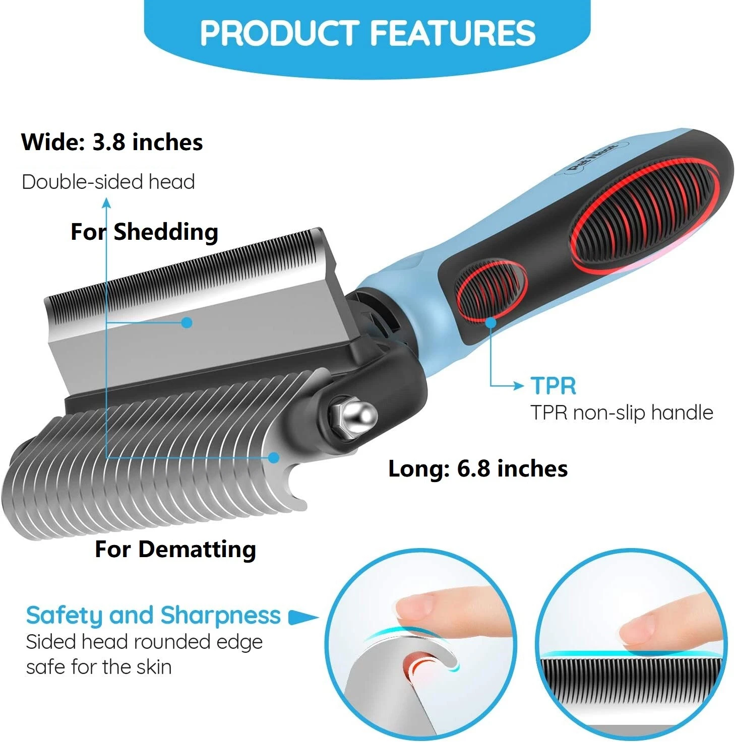 Professional Pet Grooming Brush – Dog Shedding Comb & Undercoat Rake - Image 6