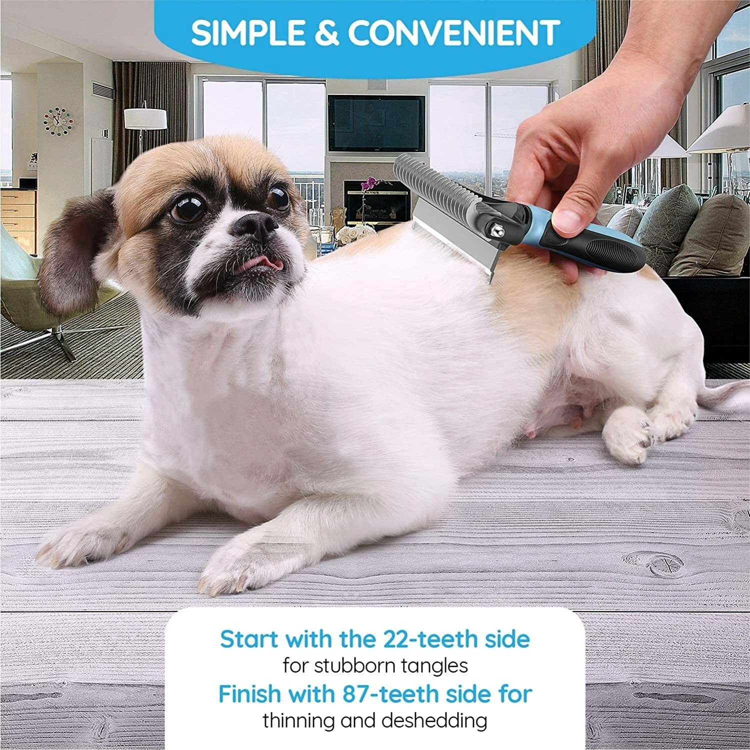Professional Pet Grooming Brush – Dog Shedding Comb & Undercoat Rake - Image 4